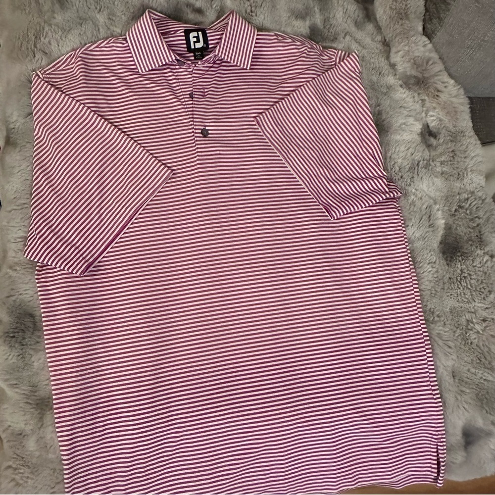 FootJoy Men's Polo in pink and White Stripes